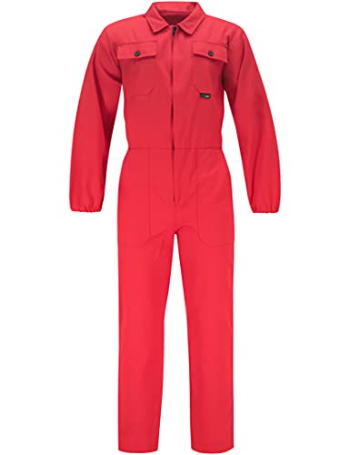BWOLF ANAX Arbeitsoverall Herren Overall Herren Arbeitskleidung 100% Baumwolle Arbeitsoveralls mit 5 Taschen (Rot, M)
