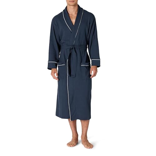 Amazon Essentials Herren Leichter Waffel-Bademantel (Erhältlich In Den Größen Schwer Und Groß), Marineblau, XL-XXL