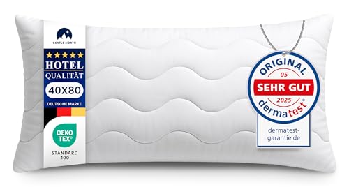 Gentle North Hochwertige Kopfkissen 40x80 cm groß in Hotelqualität - Flauschiges, gut gefülltes Schlafkissen für Allergiker geeignet (Ökotex 100 Zertifiziert) - 60° Waschbar