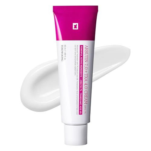 TOSOWOONG Arbutin 7% + Tranexamsäure 4% Creme, 70.000 ppm Arbutin, 40.000 ppm TXA, Niacinamid, Glutathion, gegen Pigmentflecken, Sommersprossen & Hautunreinheiten, Koreanische Hautpflege, 50ml