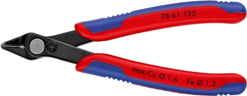 KNIPEX Electronic Super Knips Elektronik-Seitenschneider, 125mm, weicher Draht (Kupfer) bis 1,6mm, mittelharter Draht bis 1,2mm, 78 61 125