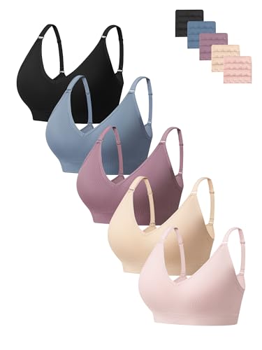 HBselect BHS Damen ohne Bügel Damen V-Ausschnitt Nahtlos Komfort Gepolstert Bustier weicher BHS Bequemer T-Shirt Soft Bra B M