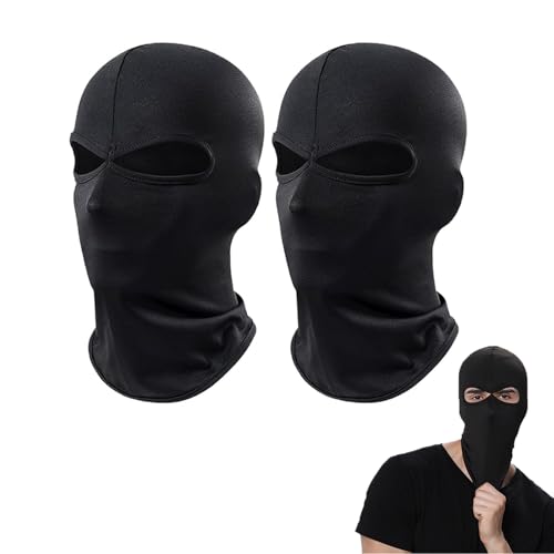 SEFIRST 2 Stücke Sturmhauben mit 2 Löchern, Motorrad Gesichtshaube Skimaske Hals Gaiter für Damen und Herren, Kühlung Balaclava UV Schutz Atmungsaktiv Maske für Radfahren Sports,Einheitsgröße(Schwarz)