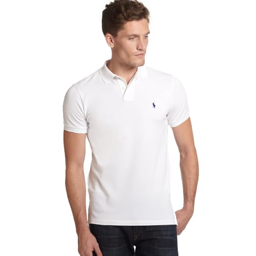 Piqué-Herrenpolo im Custom Slim-Fit (IT, Text, M, Regular, Regular, Weiß)
