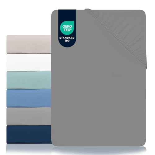 Dreamzie - Spannbettlaken 80x200cm - Mikrofaser Oeko TEX Zertifiziert - 100% Polyester - Spannbetttuch 80x200 Kinder - Anthrazit