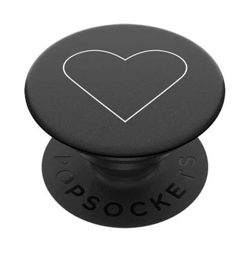 PopSockets 800667 PopGrip - Ausziehbarer Sockel und Griff für Smartphones und Tablets mit einem Austauschbarem Top - White Heart Black
