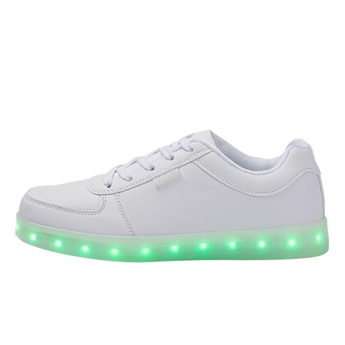 Damenschuhe Wasserdicht Neue Bunte LED Leucht Schuhe Koreanische Version Paar USB Lade Sport Bord Schuhe Low Top Gold Silber Sport Schuhe Schuhe Damen Winterstiefel Absatz Rot (White, 46)