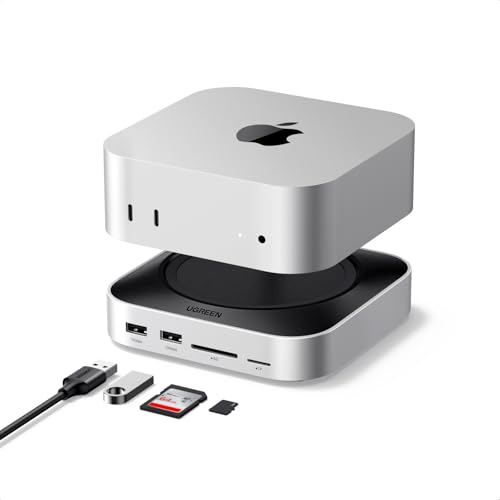UGREEN Mac Mini M4 Dock & Ständer mit NVMe SSD-Gehäuse, Dockingstation mit 3 x USB A 3.2, 2 x USB A 3.0, 2 x USB C 3.2 10 Gbit/s, SD/TF 170 MB/s, USB-C-Hub, kompatibel mit Mac Mini M4 Pro