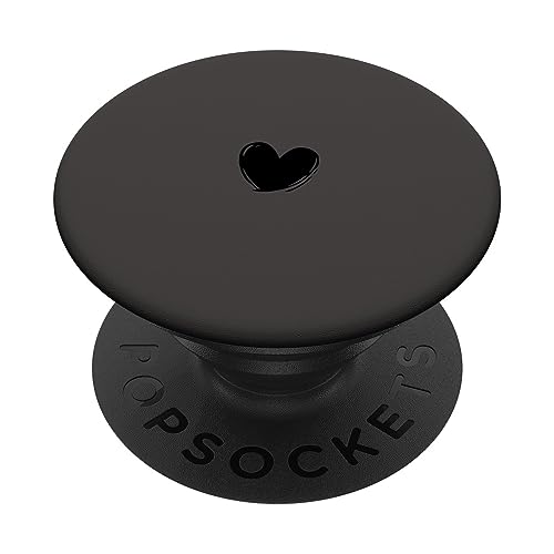 PopSockets Pop Grip:Schwarz Grau Minimalistisch Herz PopSockets mit austauschbarem PopGrip