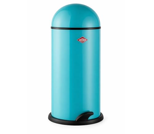 WESCO 120531-54 Capboy Tretmülleimer Max 22 Liter – Hochwertiger Mülleimer mit Fußpedal & Metalleinsatz – Robuster Abfallsammler aus Stahlblech – Farbe Türkis