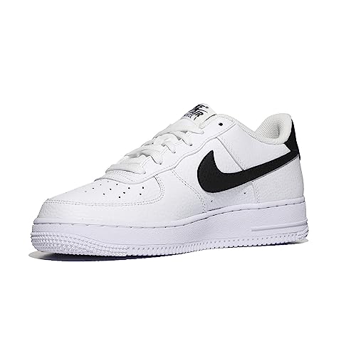 Nike Air Force 1 (GS), niedrige Turnschuhe für Kinder und Jugendliche, Weiß, Schwarz, Weiß, 38.5 EU