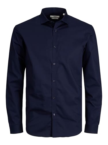 JACK & JONES Herren Freizeit Hemd JPRBLACARDIFF Slim Fit Schwarz Blau Weiss, Größe:XXL, Farbe:Navy Blazer Slim FIT 12201905
