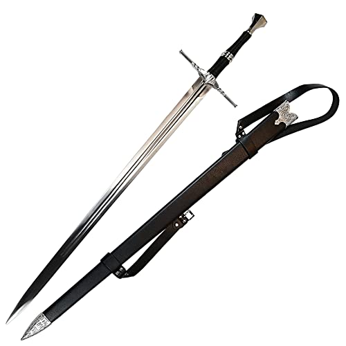 Swords and more Witcher - Stahl Schwert mit Scheide - Typ II - Geralt von Riva Stahlschwert, 119 cm Länge, Schwert aus Metall für Geralt von Riva Kostüm, Witcher 3 Schwert, Sammeln & Geschenk