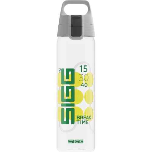 Sigg - Tritan Trinkflasche - Sportflasche Total Clear ONE MyPlanet Break Time - kohlensäurehaltige Getränke - Spülmaschinenfest, Auslaufsicher, Kratzfest - BPA-frei - Sport - Tennis Aufdruck - 0,75L