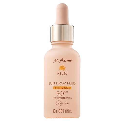 M Asam SUN Drop Fluid LSF 50 (30 ml) – Pflegendes Sonnenschutzserum fürs Gesicht mit intensivem Schutz vor UVA- & UVB-Strahlung, Mit Aloe Vera & Hyaluron, Veganer Gesichtssonnenschutz