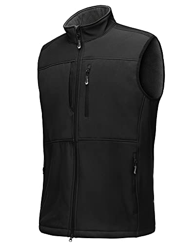 33,000ft Weste Herren Outdoor Wasserdichte Softshell Ärmellose Jacke Bodywarmer Fleece Weste Full Zipp Softshellweste Schwarz XL