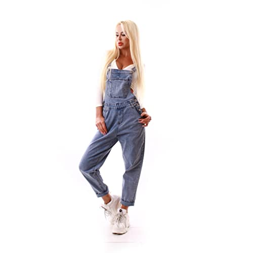 OSAB 77119 Fashion Oversize Damen Jeans Latzhose Hose Pants Träger Worker Style Wide Leg