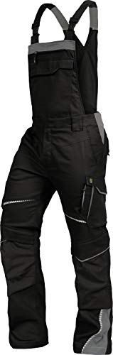 TRIUSO Leib Wächter Flex-Line Herren Latzhose flexibel mit Spandex (schwarz/grau, 68)