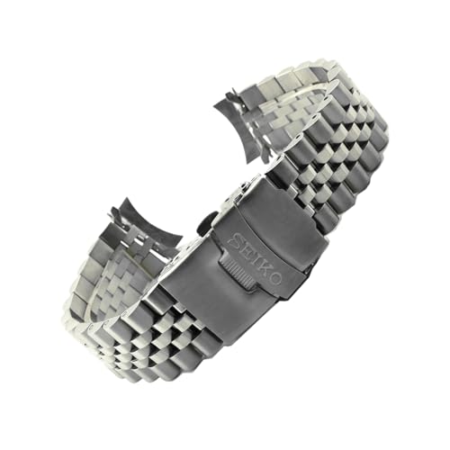 ROUREOX Edelstahl Uhrenarmband Rundanstoß, 18mm 20mm 22mm Metallband, Massiv Ersatzband Gebogen für Seiko SKX007-B 20mm