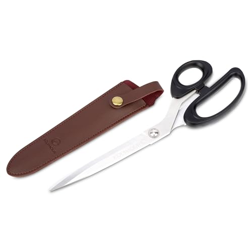 Equimour Schweifschere – Scharfe Pferdeschere aus rostfreiem Edelstahl | Präziser Schnitt für kräftiges Schweifhaar | Ergonomischer Griff & Etui aus veganem Leder | Pferdezubehör zur Schweifpflege