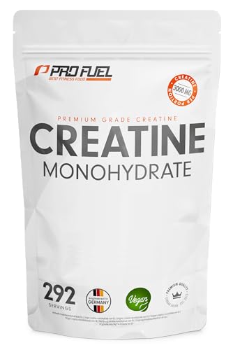 Creatin Monohydrat Pulver 1kg / 1000g reines Kreatin Monohydrat in mikronisierte Qualität - Creatine-Monohydrate optimal hochdosiert - Creatin-Pulver ohne Zusätze, 100% vegan, Vorrat für 292 Tage