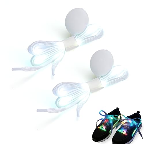 HENGBIRD LED Leuchtende Schnürsenkel, Blinkende Schnürsenkel, 120 cm LED Nylon Schnürsenkel Bunt 3 Modi, Bunte Glitzer Shoelaces für Nacht, Party, Festival, Sportschuhe