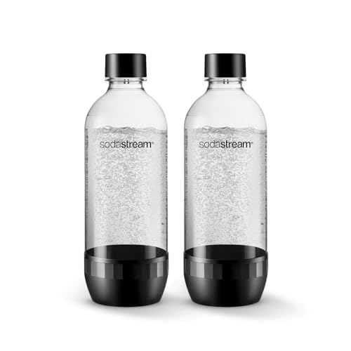 sodastream DuoPack Tritan 1L Ersatzflaschen für alle gängigen Wassersprudler mit Kunststoff-Flaschen mit Schraubgewinde, 2x 1 L PET-Flasche, Schwarz