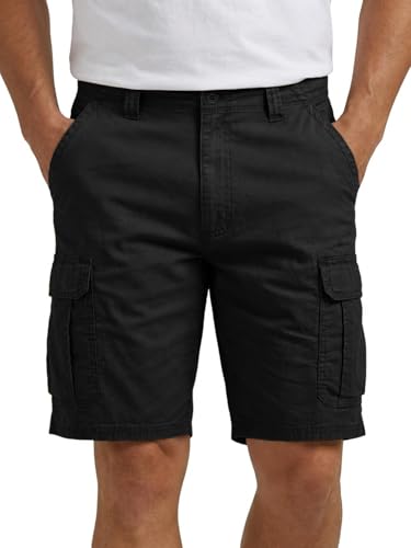Runcati Kurze Hosen Herren Sommer Stretch Cargo Shorts Männer Vintage Einfarbig Outdoor Shorts Freizeit Baumwolle Arbeitsshorts mit Taschen Schwarz M