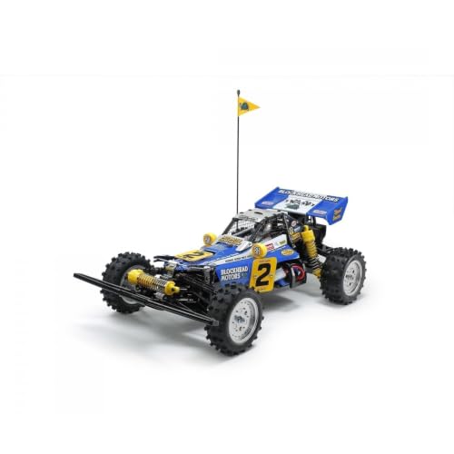 Tamiya 58710 1:10 RC Hotshot II Blockhead Motors - ferngesteuertes Auto, RC Fahrzeug, Modellbau, Bausatz zum Zusammenbauen, Hobby, Basteln, Hellblau, Brilliantes Blau