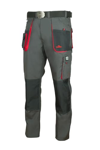 ART.MAS Arbeitshose Multifunktion Bundhose Cargo Handwerker 270g/m2, Classic (54, Graphit/rot)
