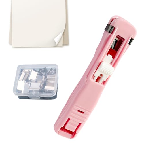 Clam Clip Hefter, Tragbare Clam Clip Spender Mit 50 Metall Klammern Muschelklammer Spender, Klammernspender Schulbedarf Für Lehrer, Schüler, Büro, Schreibtisch, Schule, Klassenzimmer, Zuhause