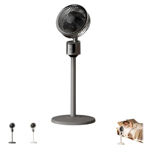 Standventilator für Schlafzimmer, 2026 Verbesserter Ganzraum-Luftzirkulator, leises DC-Motorkühlgerät, 90° Oszillierender Standfuß mit Fernbedienung, 3 Geschwindigkeiten, USB Einstellbare Höhe für