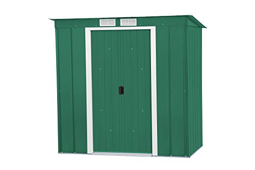 Duramax ECO 6 x 4 (2.17 m²) Metallgerätehaus mit Steildach, Gartenhaus aus feuerverzinktem Metall - Geräteschuppen, robuste und verstärkte Dachkonstruktion, wetterfester Metallschuppen, Grün