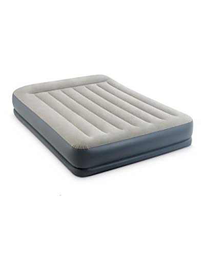 INTEX DuraBeam Mid-Rise Luftbett für 2 Personen mit Kopfkissen (152x203x30 cm) max. 272 KG– mit integrierter Elektropumpe – Gästebett aufblasbares Bett Camping Matratze mit Fiber-Tech (64118ND)