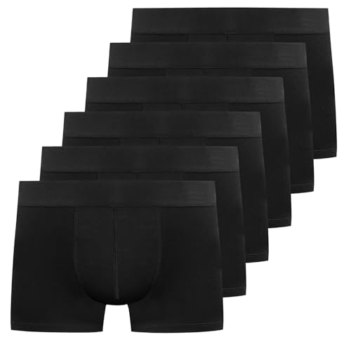 YouShow Boxershorts Herren Schwarz 6 Pack Baumwolle Unterhosen Männer Ohne Kratzenden Zettel Retroshorts Unterwäsche Boxer L