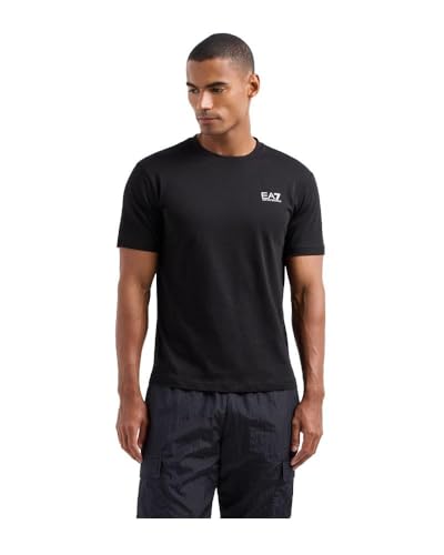 EA7 Herren Brust-Logo T-Shirt, Black/White, M