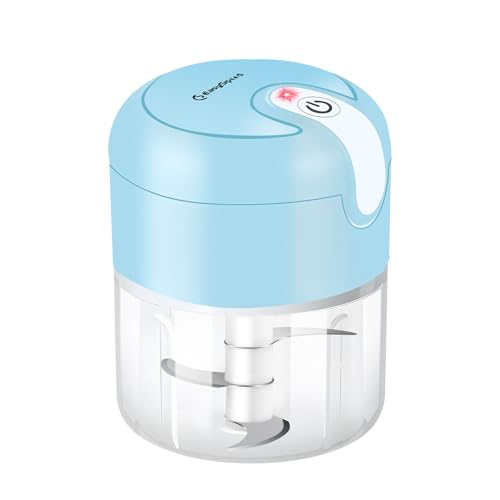 EASYSPEED Zerkleinerer Elektrisch Mini, 250ml, Gemüsezerkleinerer, USB Type-C Aufladung, Tragbar Zerkleinerer für Fleisch,Babynahrung,Obs,Camping,Blau