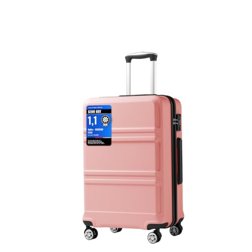 KONO Trolley Koffer Mittelgroß 4 Rollen Leicht Hartschalenkoffer Reisekoffer mit TSA Schloss, 65x44x25.5cm, 61Liter, Zwillingsrollen Rollkoffer, ABS+PC Hartschale (Rosegold, L)