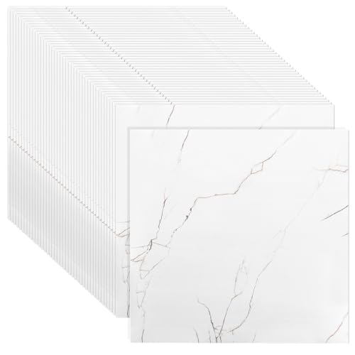 CYEER 40er Set Vinylboden Selbstklebend Marmor Weiß (30x30 cm) – Wasserfester PVC Bodenbelag für Bad & Küche – 3,6 m² Selbstklebende Bodenfliesen zur Renovierung