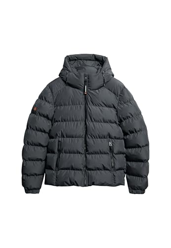Superdry Herren Kapuzen-Sportpufferjacke Ebenholz M