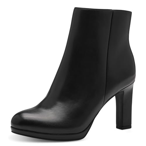 MARCO TOZZI Damen Stiefeletten mit Absatz Elegant mit Reißverschluss, Schwarz (Black), 40 EU