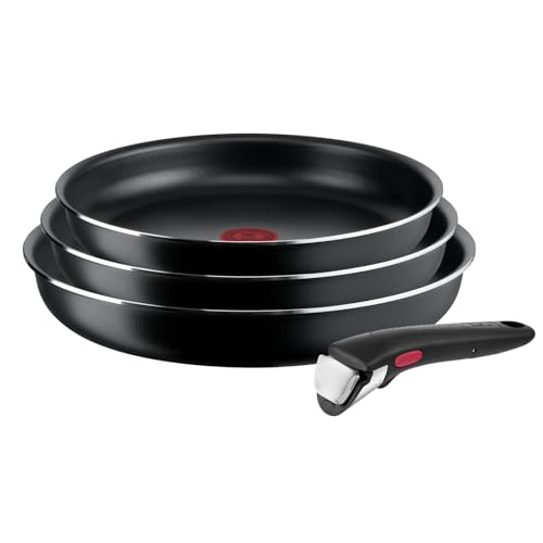 Tefal Ingenio Easy On 4-teiliges Pfannenset abnehmbarer Griff, 22/ 24/26 cm, stapelbar, platzsparend, Pfannen mit Antihaftversiegelung, einfache Handhabung und Reinigung, L15992