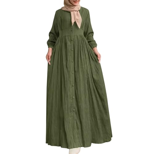 OUMSHBI Muslimische Kleider Damen Festlich Muslim Damen Kleidung Dubai Unifarben Abaya Jilbab für Ramadan Muslim Kleid Ganzkörper Eid Mubarak Kaftan Abayas Muslim Dress Islamische Muslim Gebetskleid