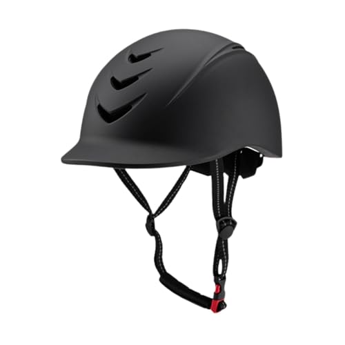 LIXSAZSE Leichter Reithelm, verstellbar, komfortabel, Schutzkappe für Damen und Herren beim Reiten und Outdoor Sport, Schwarz, L