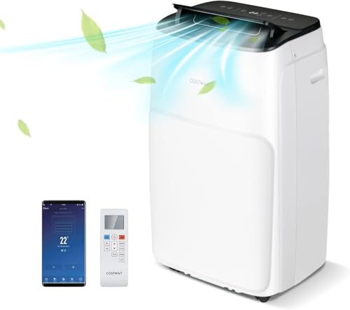 FANTASK 5 in 1 mobile Klimaanlage mit APP/Fern Kontrolle14000BTU, 45 m² Klimagerät Heizlüfter Ventilator Entfeuchter mit Abluftschlauch für 135 m³