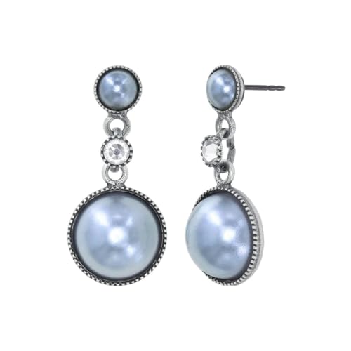 Konplott: pendelnde Ohrstecker Bubble Cascade medium, moderne und modische Cream-Pearl-Ohrstecker mit Kristallstein, für Damen/Frauen (weiß)