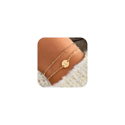 RMMD Armband Damen, 18K Gold Vergoldete Armband mit Buchstaben Personalisiertes Buchstaben L Gold Armkette Armbänder Damen Goldschmuck Geburtstag Geschenke für Frauen Mädchen