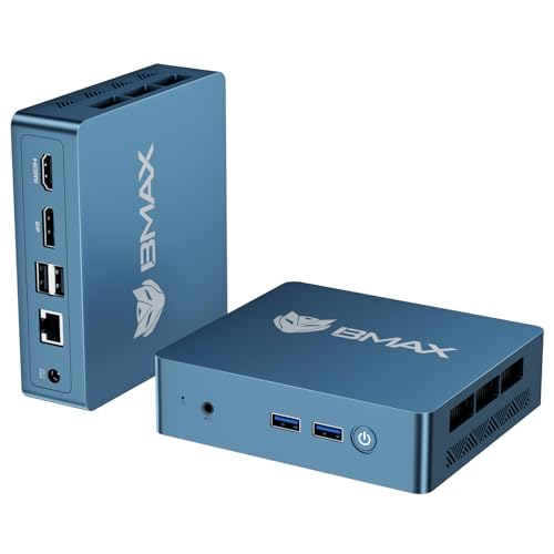 BMAX Mini PC 8 GB DDR4 + 256 GB NVMe SSD, Mini-Computer, Intel 5205U (1,9 GHz), Gigabit-Ethernet, 4K UHD Dual-Display, Dual-WLAN, Bluetooth 5.0, erweiterbarer Arbeitsspeicher bis zu 64 GB