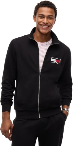 Tommy Hilfiger Herren Brand Love Small Flag Reg Zt Mw0mw44941 Sweatshirt mit Reißverschluss, Black, M