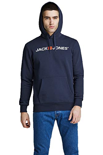 JACK & JONES Herren Kapuzenpullover (Navy Blazer (Corp 054 Navy-White, XXL))